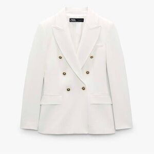 Zara Women's Double-Breasted white Blazer